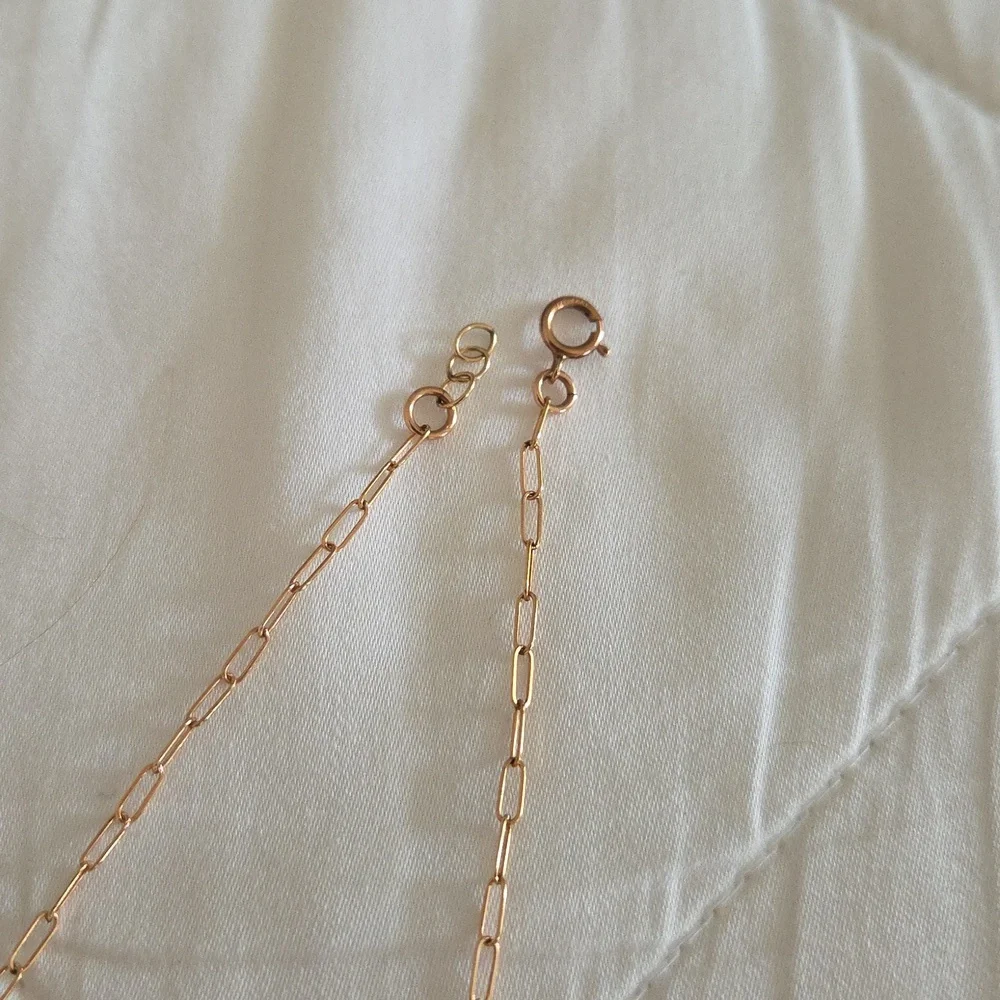 14" Thin Paperclip Necklace, Rose Gold Fill - Picture 3 of 5